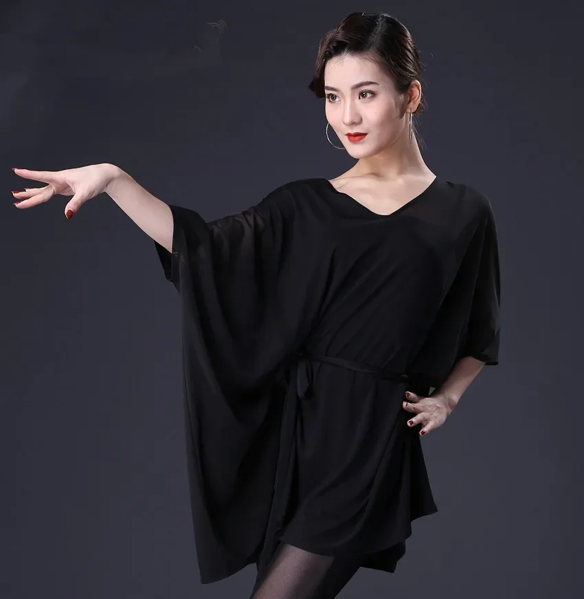 

2022 Women Latin Dance Tops Female Adult New Practice Clothes Training Dance Clothing Ballroom Cha Cha Salsa Dancing Shirt