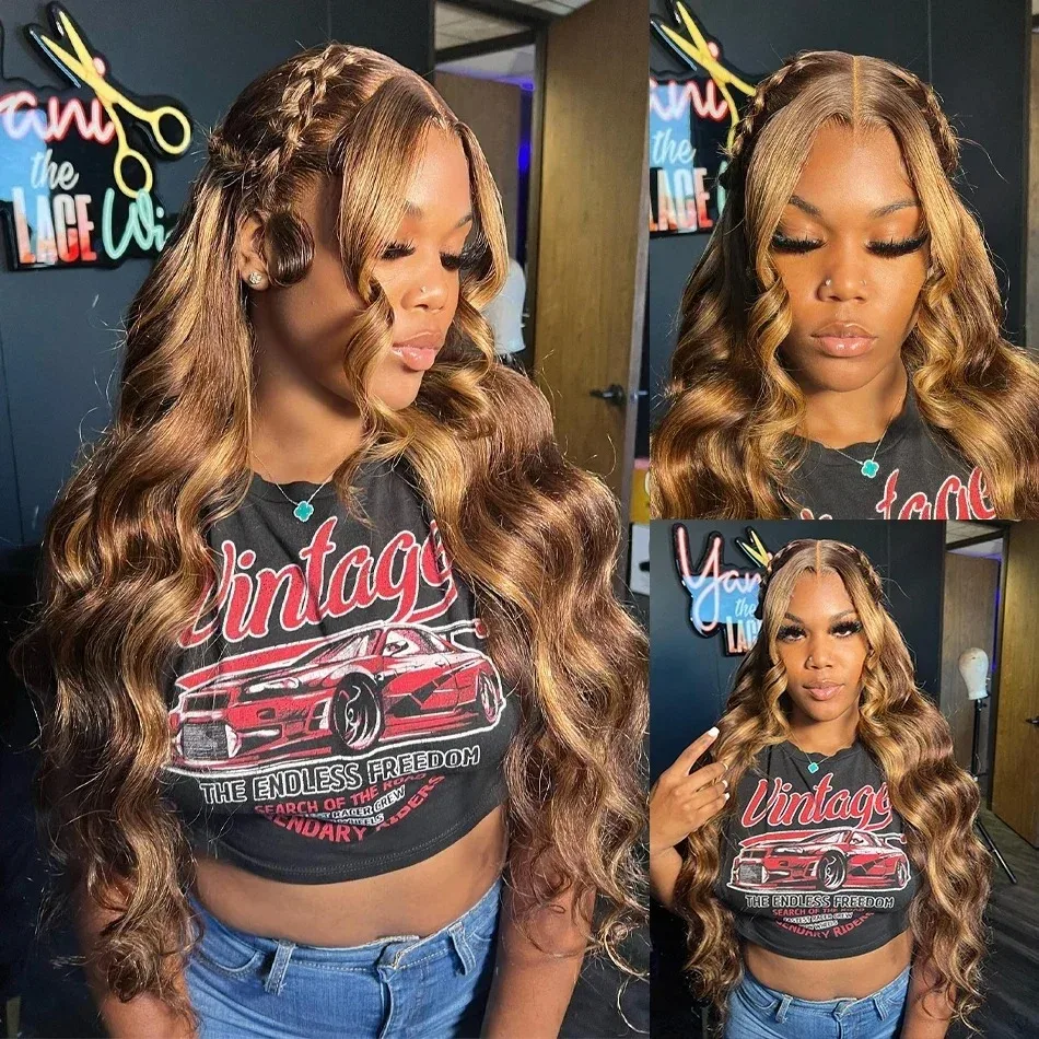 Honey Blonde Body Wave Lace Front Wigs 13x4 13x6 Highlight Lace Frontal Wig Human Hair For Women HD Transparent Frontal Wig