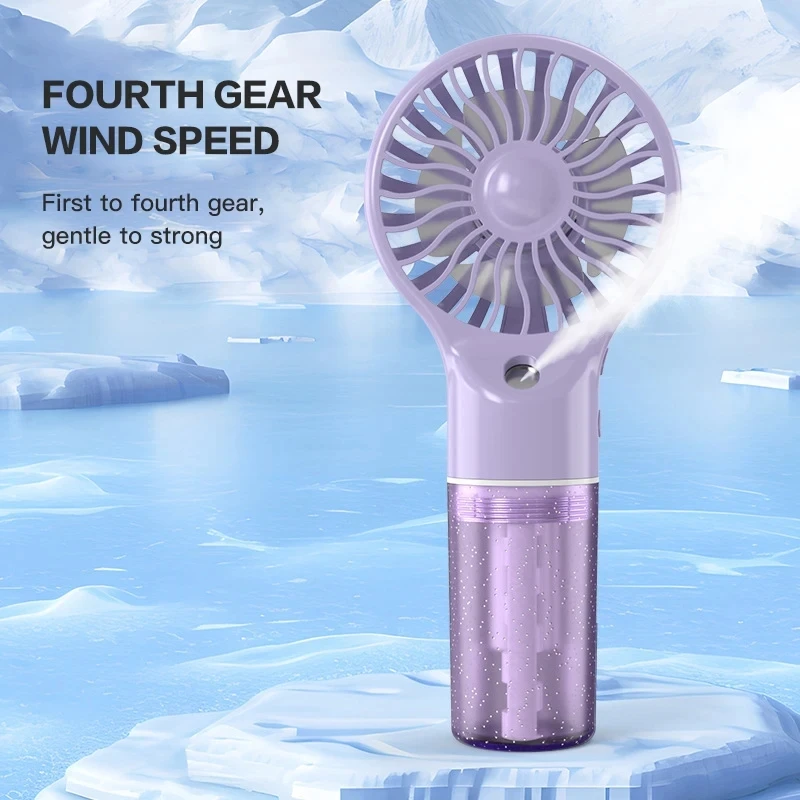 Mini handheld air conditioner with spray, USB rechargeable portable humidifier, atomizer, cooling fan, home and office humidifie