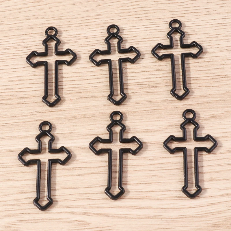 10pcs Cute Crystal Cross Charms Pendants for DIY Drop Earrings