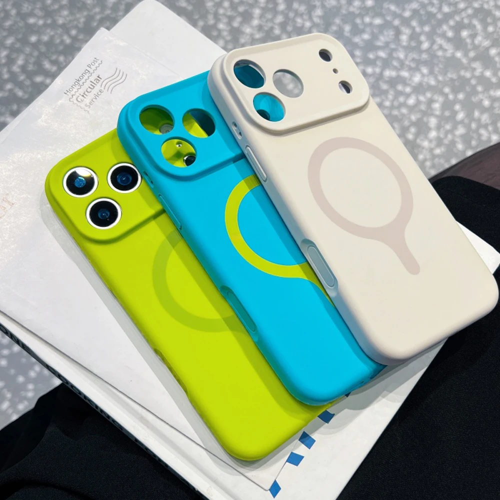 Magnetic Liquid Silicone Shockproof Phone Case with Magsafe Wireless Charging Compatibility