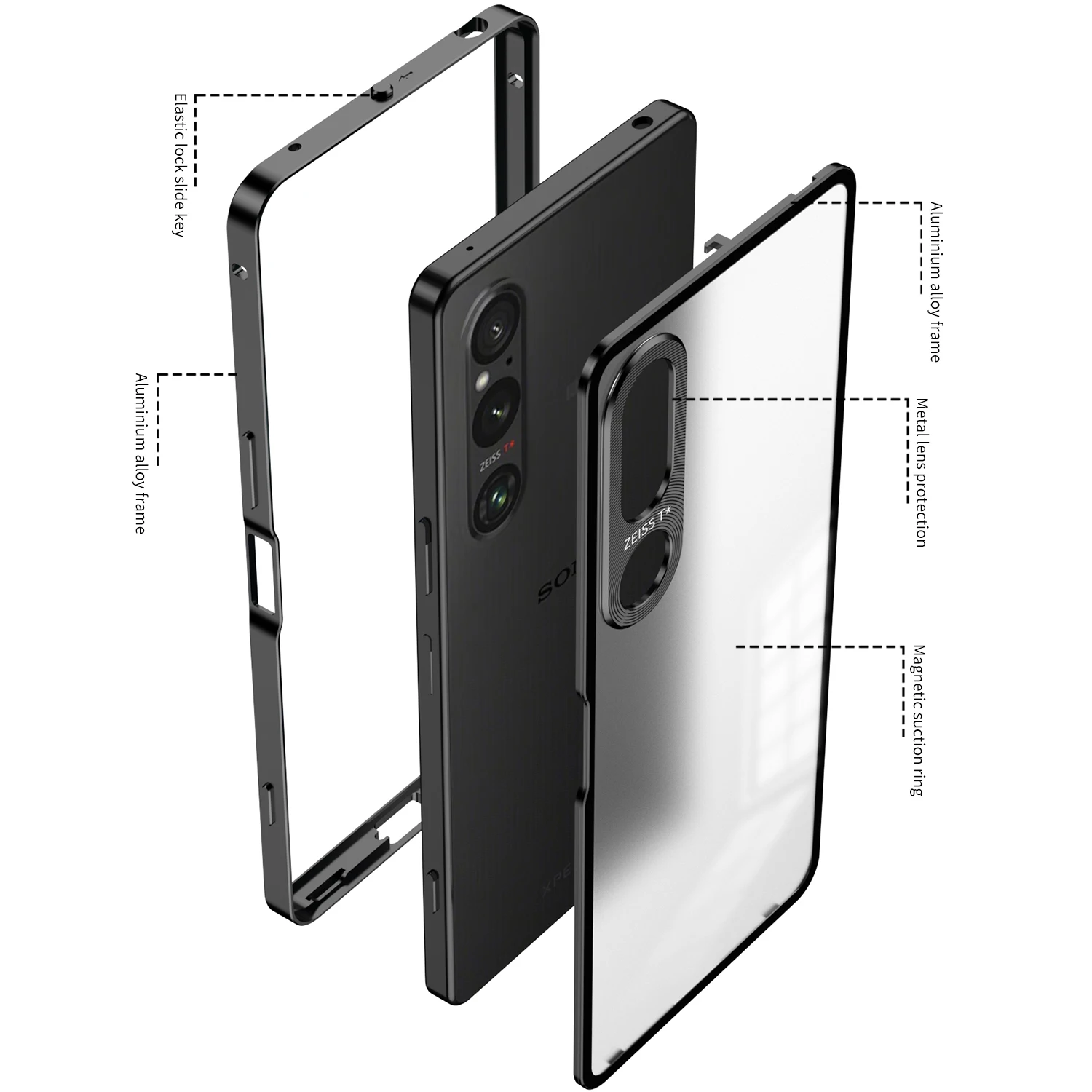 Luxury Metal Frame Lens Protection Matte Shockproof Phone Case For Sony Xperia 1 IV Xperia 1 V Xperia 1 VI Bumper Back Cover 3