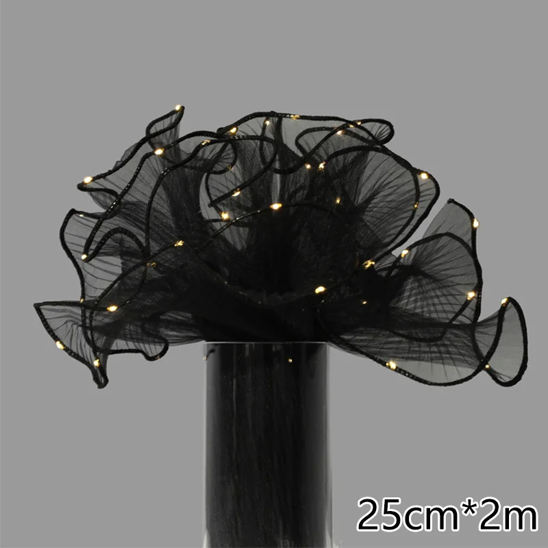 BENECREAT 157x6 Inch Black Flower Wrapping Paper, Pearl Edge Bouquet Floral  Packaging Mesh Paper Wrinkled Wavy Net Yarn for Valentine's Day Xmas