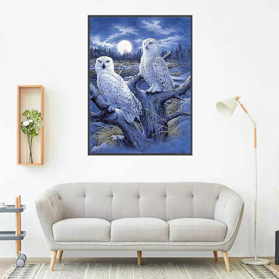 EverShine Diamond Painting Full Square Owl Cross Stitch Diamond Mosaic Animal Bead Embroidery Picture Rhinestone Wall Decoration