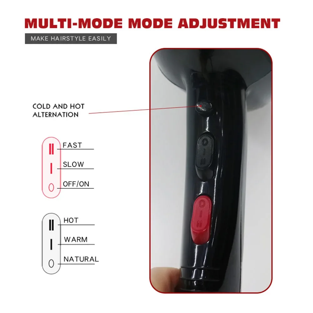 6000W Professional Hair Dryer Blowdryer for Salon High Speed Strong Wind 6 Gears Low Noise Lightweight Blower with 2 Nozzles 2