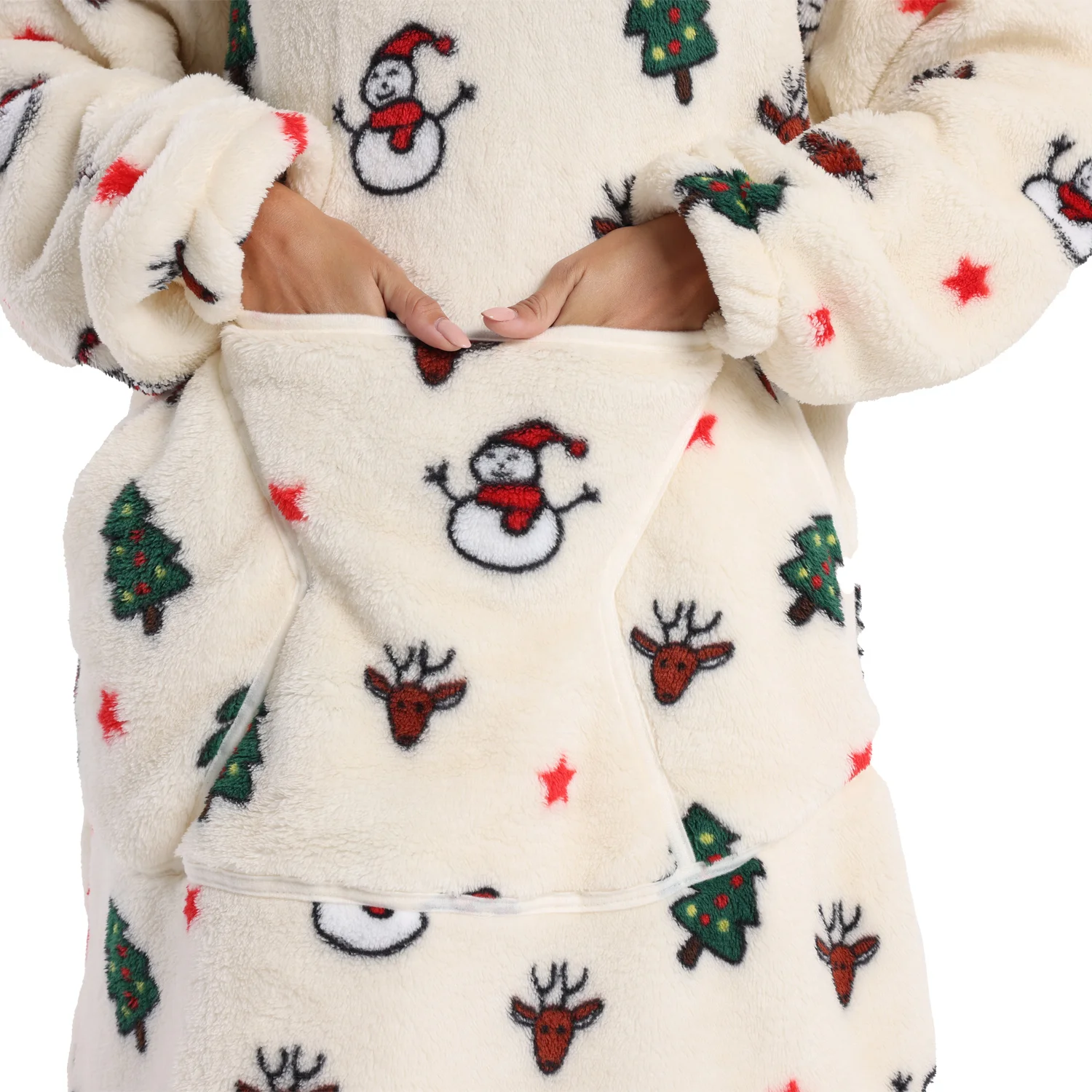 Winter warme dicke Decke Hoodie mit Kapuze tragbare Decke Sweatshirt übergroße Fleece flauschige Tier Weihnachten Indoor Snuggle – Detail 7