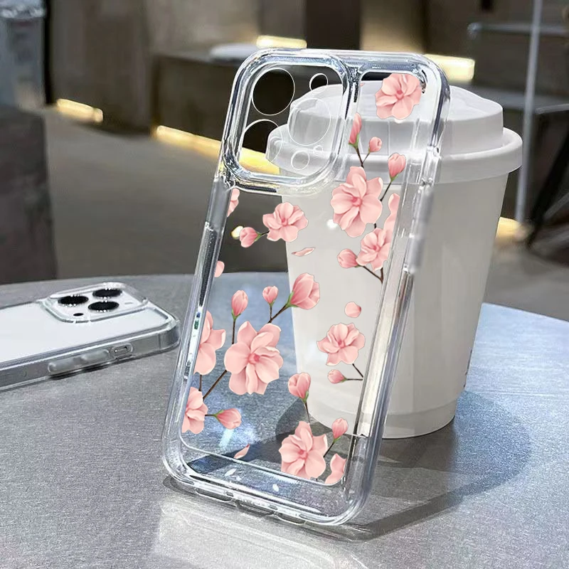 thumbnail image 1 of Funda transparente a prueba de golpes con diseño de flor de crisantemo pequeño para iPhone 16, 15 Pro Max, 14, 13, 12, 11, XS, X, XR, 7, 8 Plus, 16, funda suave y transparente, 1 of 5