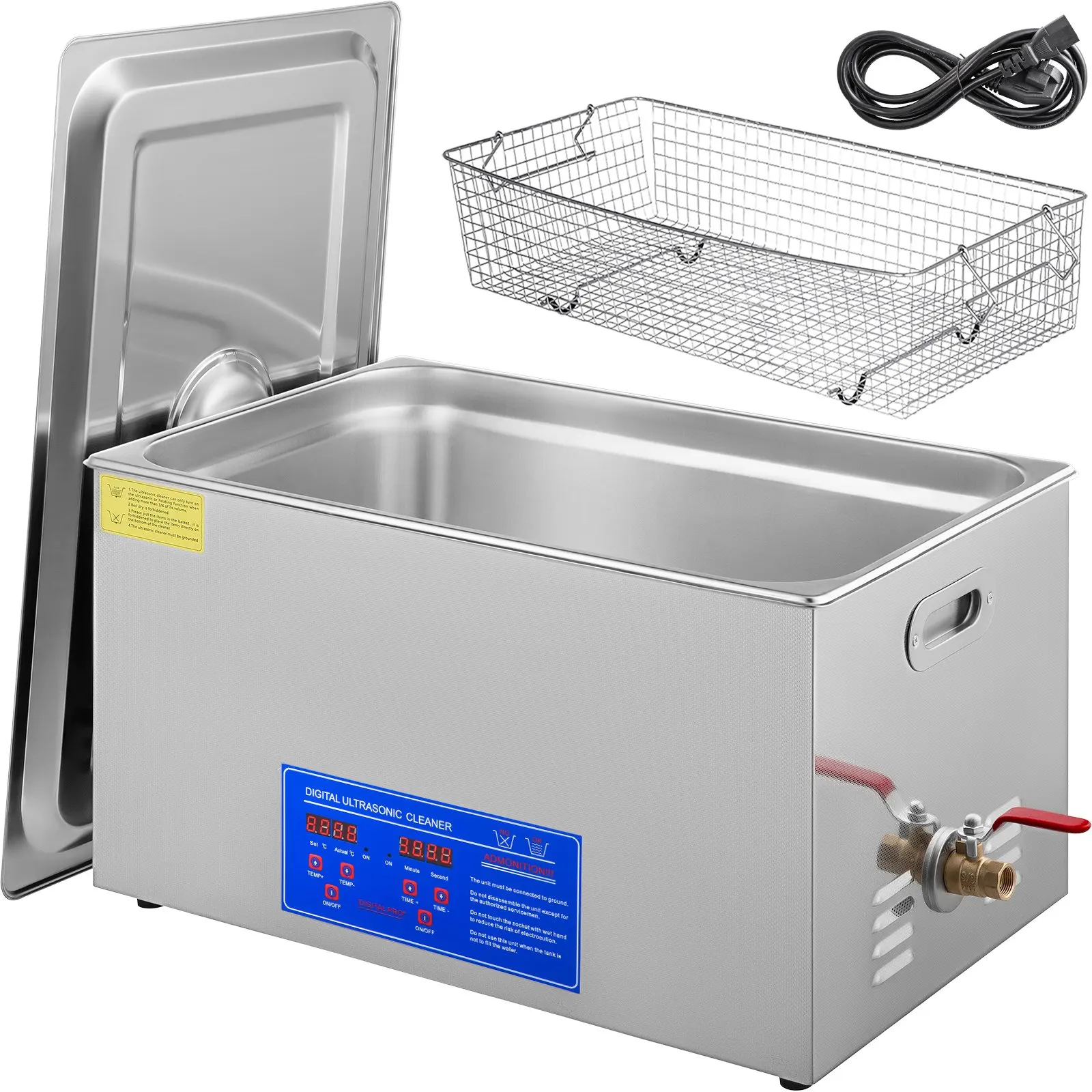 

22L Industrial Ultrasonic Cleaner with Digital Timer&Heater 480W Ultrasonic Cleaning Machine Cleaning Effect for Wrench Tools