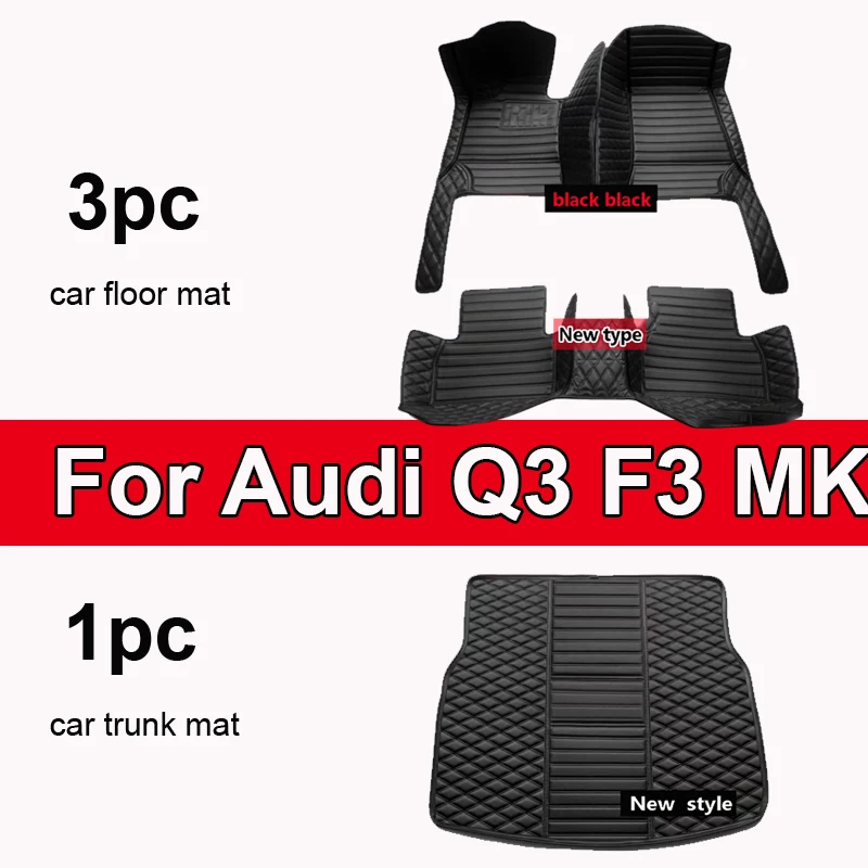 

Car Mats For Audi Q3 F3 MK2 2019~2022 Durable Anti Dirt Rug Auto Floor Mat Luxury Leather Carpet Set Car Interior Accessories