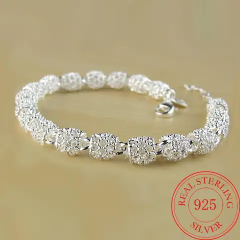 Stamp Silver Color Bracelet Zirconia Geometric Chain Linked For Women Charm Bangle Fashion Lucky Jewelry Gift Pulseira