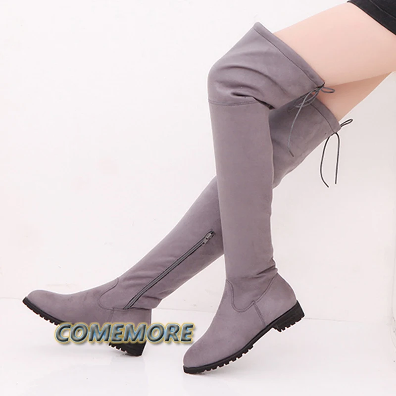 Korean Style Women's Boots Over The Knee Suede Thigh High Long Boots Winter Shoe for Women High Female Shoe Christmas Gift
