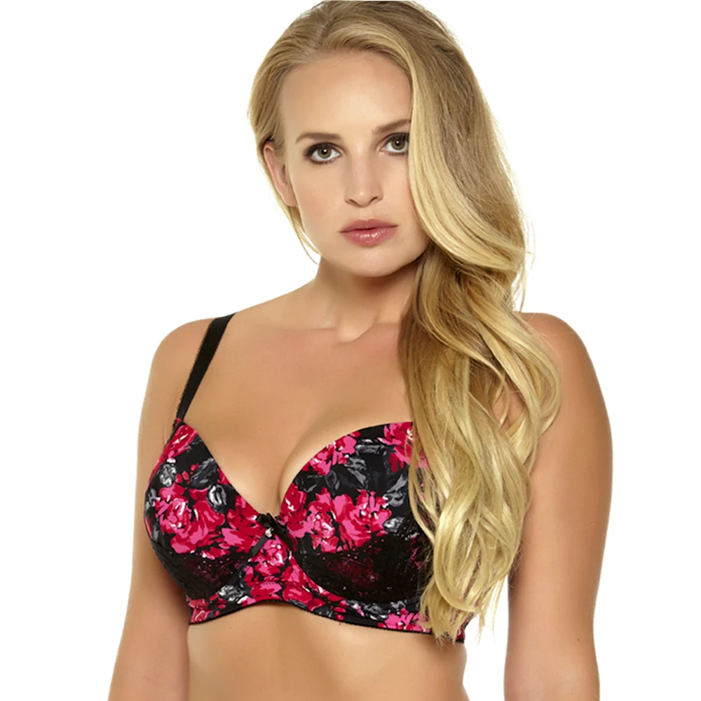 Mierside 1531 Plus size Push Up Bra Pink/Blue with Gold Lace Sexy