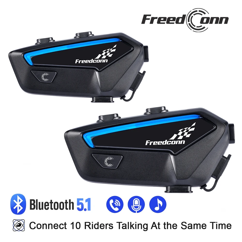 Freedconn FX-intercomunicador para motocicleta, auriculares Bluetooth para casco, 10 conductores, par de otras marcas, interfono para motocicleta, altavoz comunicador