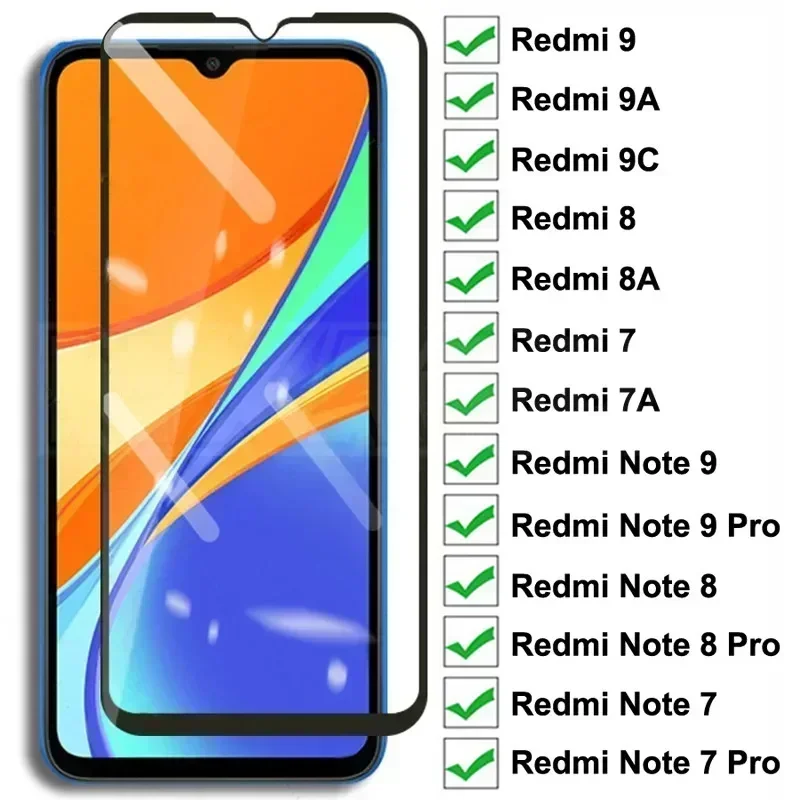 

Закаленное стекло 9D для Xiaomi Redmi 9 9A 9C 8 8A 7 7A, Защитное стекло для экрана Redmi 10X Note 8 8T 7 9S 9 Pro Max, защитное стекло