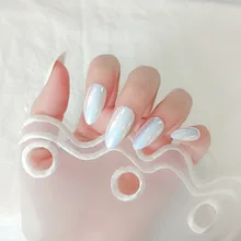 

European and American Wind Aurora Illusion Pearl False Nail Patch Mirror Beauty Finished Product Foreign Trade Nail Patch