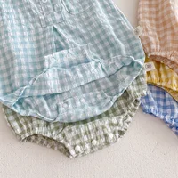 2024 Summer New in Kids Baby Girls Boys Cute Clothing Infant Toddler Plaid Sleeveless Cotton Jumpsuits Newborn Bodysuits 0-24M 4