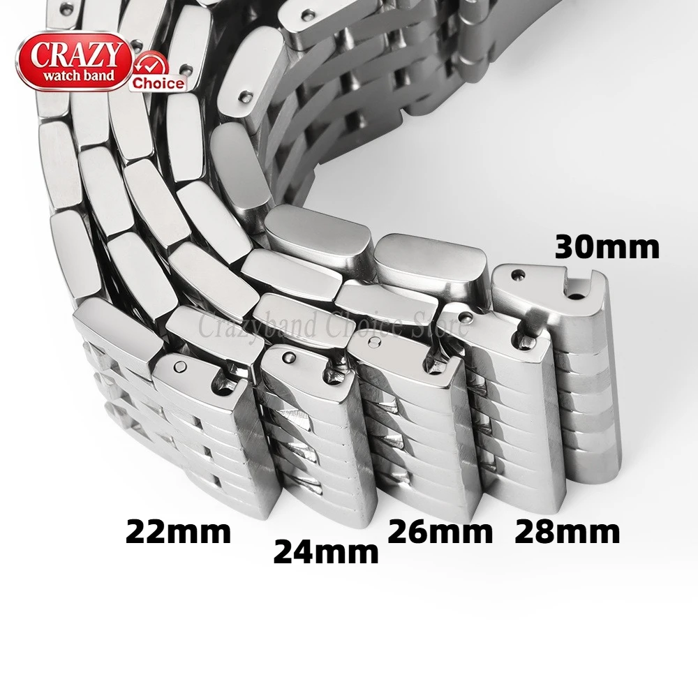 Elegant Solid Stainless Steel Watch Strap with Metal Fold Buckle - Universal Size