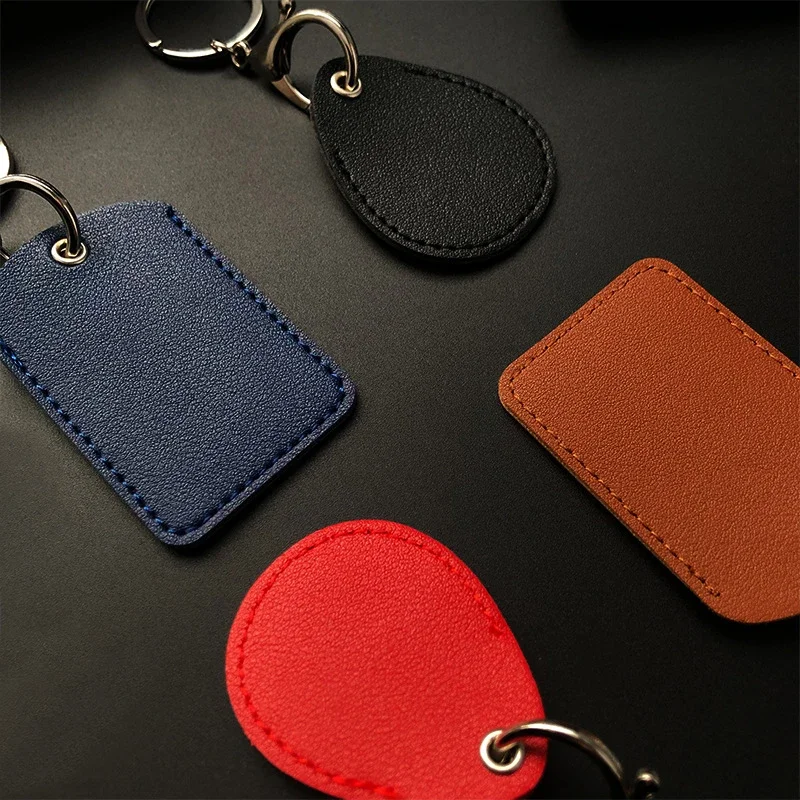 PU Leather Card Holder Key Ring Water Drop Shaped Key Case Keychain Doorlock Access Control Tags Keyfob Tag ID Card Case For Key Organizer Key Protector Key Case Key Purse Key Holder