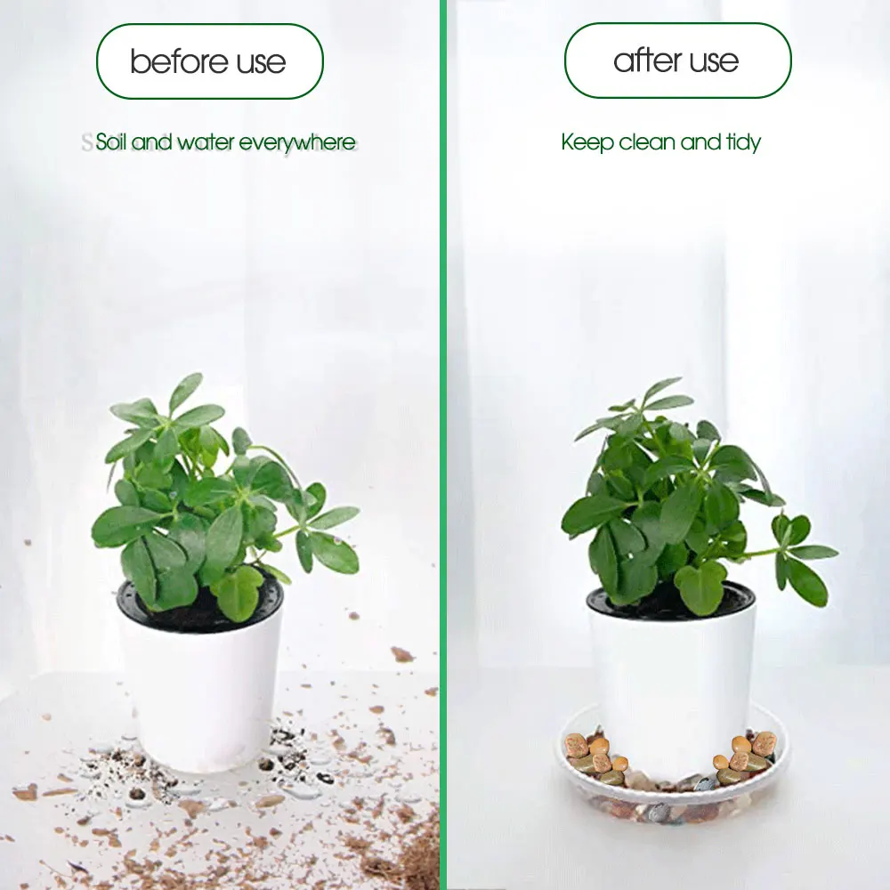 Description Picture 2 of item5PCS Round FlowerPot Tray for Indoor Plant Bonsai Drip Saucers Garden PP Plastic Transparency Planter Mat Reusable Pot Water Pan