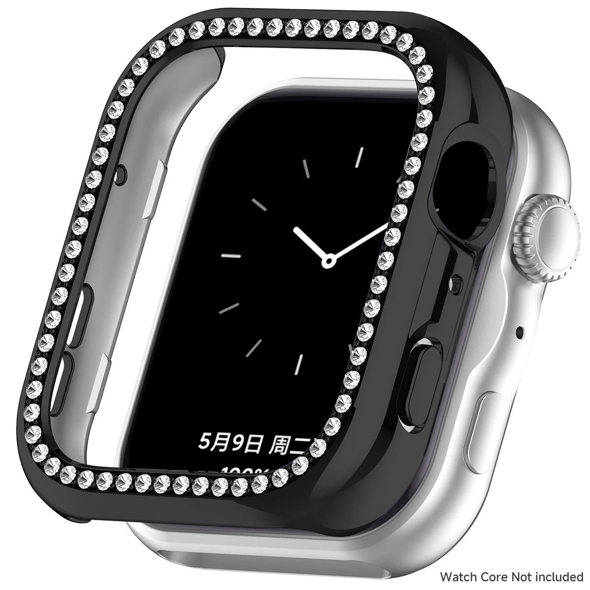 Elegant Diamond Hollow Protective Case for Smartwatch - Women's Bling Cover with Hard Shell Bumper Frame