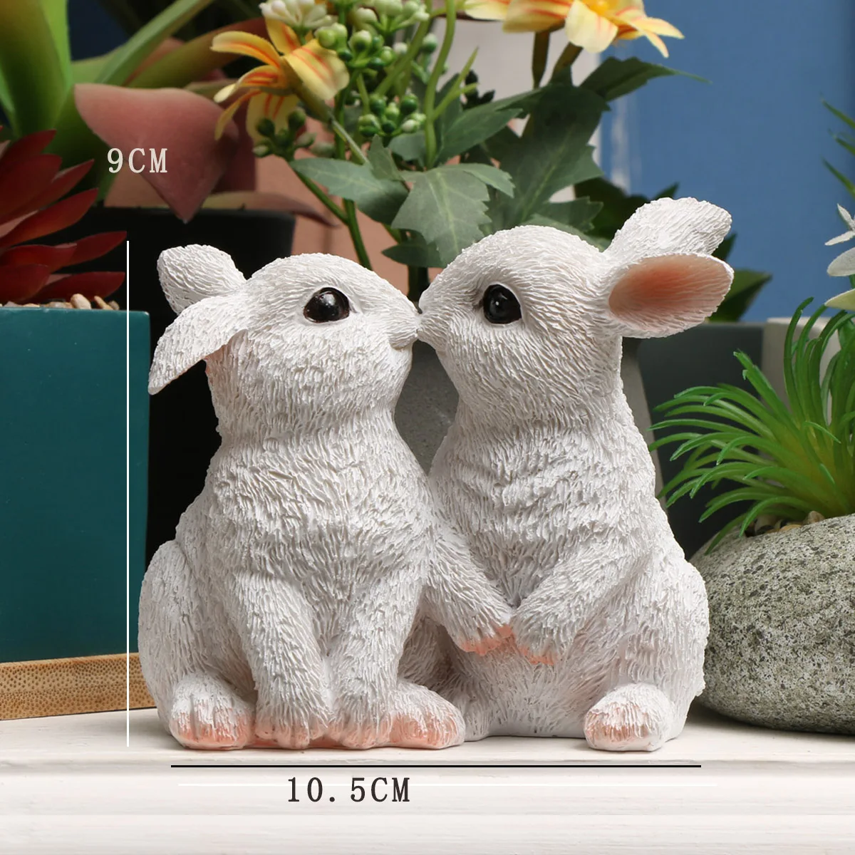 1 piece of kissing couple rabbit ornaments garden ornaments and courtyard accessories resin ornaments garden decoration resin handicraft ornaments resin ornament animal ornaments