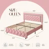 Queen Bed Frame, Upholstered with Diamond Tufted Headboard,,Wooden Slats Support, No Box Spring Needed, Easy Assembly Pink 2