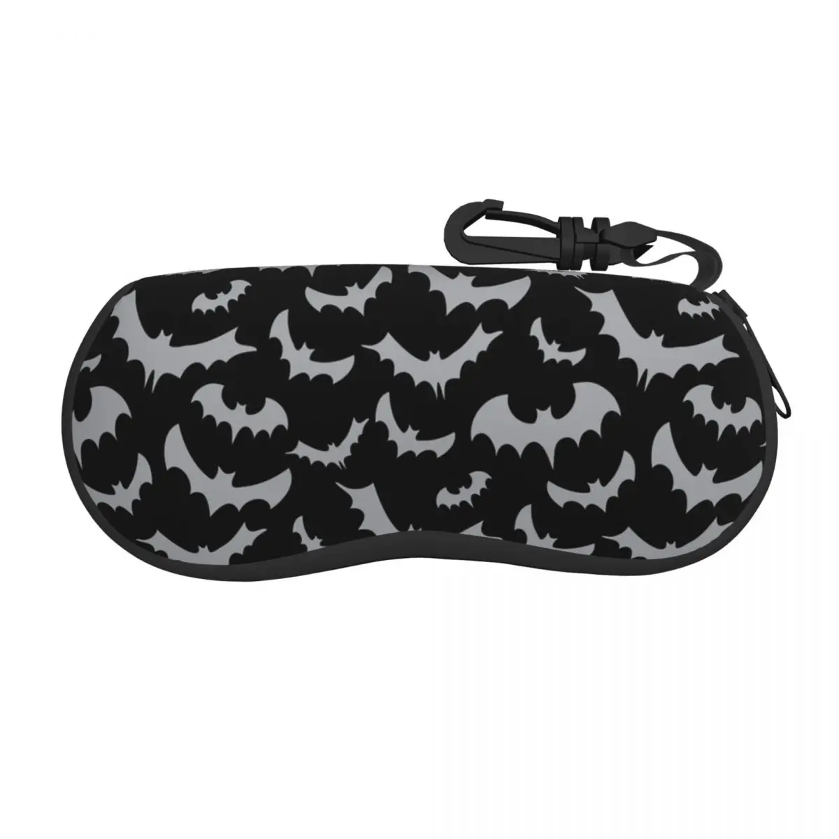 

Custom Enchanted Bats In Light Gray On Black Shell Glasses Case Goth Occult Witch Eyeglasses Case Sunglasses Protector Box