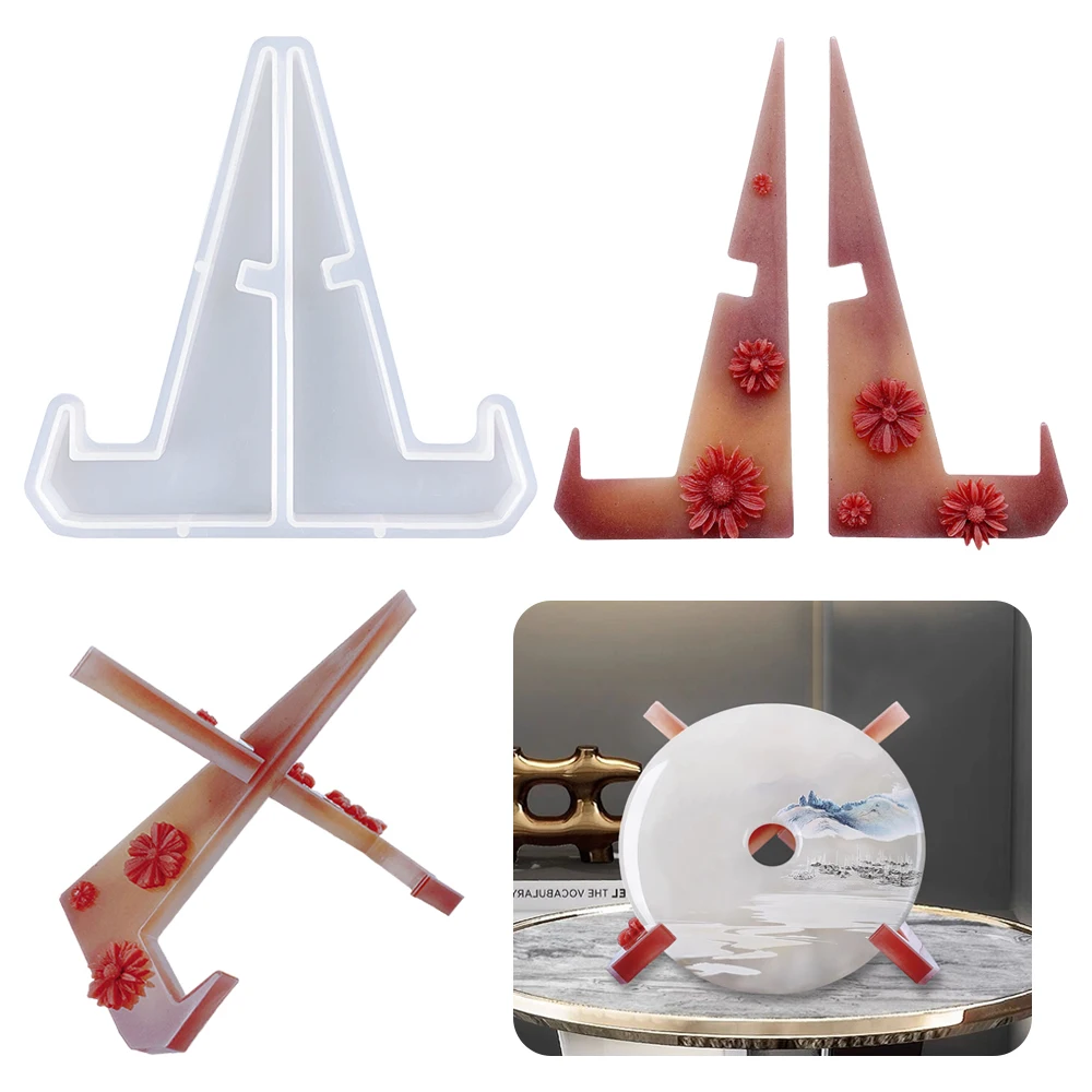 

SZ005 Wholesale Display Stand Rack Silicone Mold For Epoxy Resin Clock Dish Mobile Phone Holder Mould