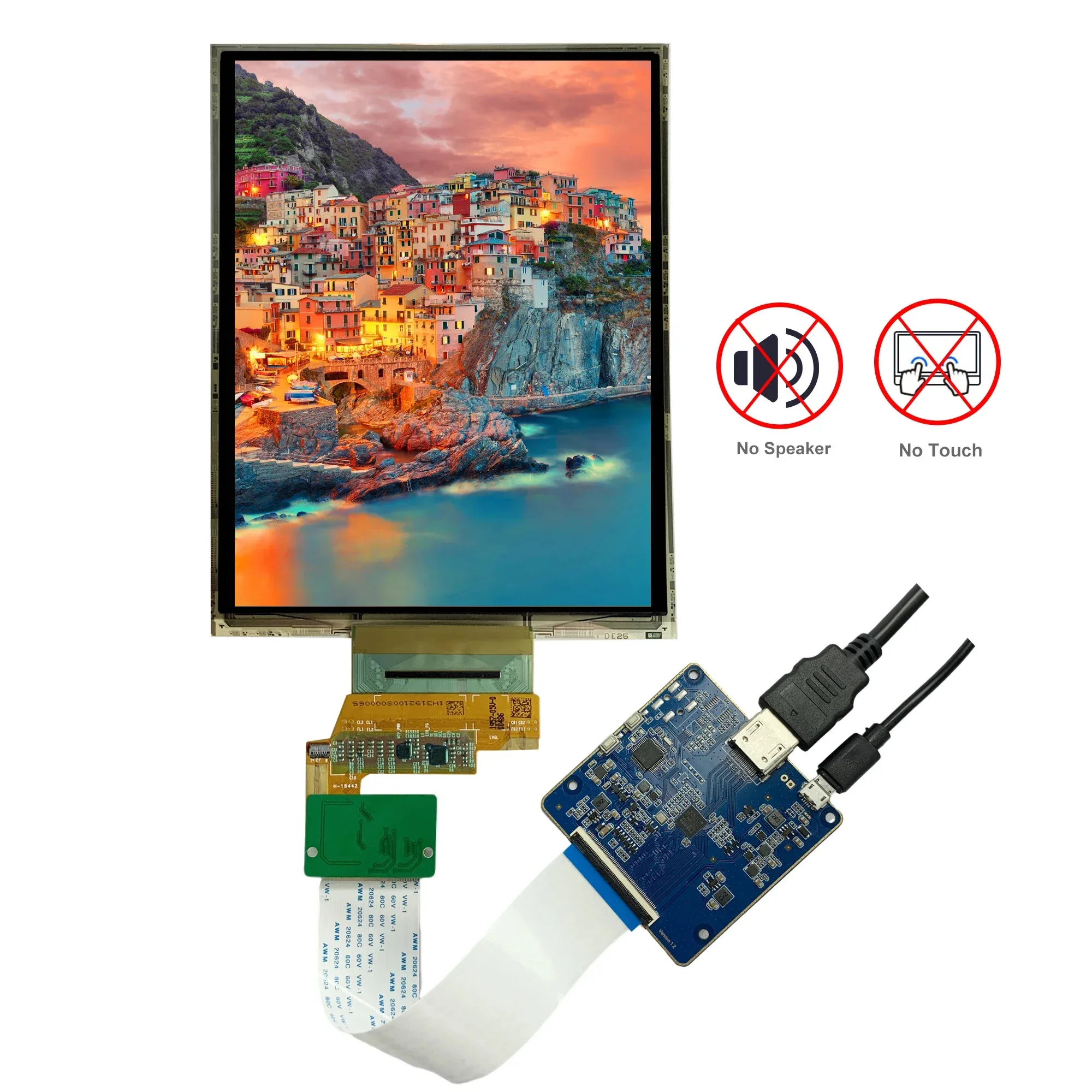 Wisecoco 7.8인치 OLED 디스플레이 플렉시블 IPS 1920x1440 AMOLED 울트라 슬림 벤더블 스크린 타입 C HDMI 플렉시블 스크린 (보드 포함)