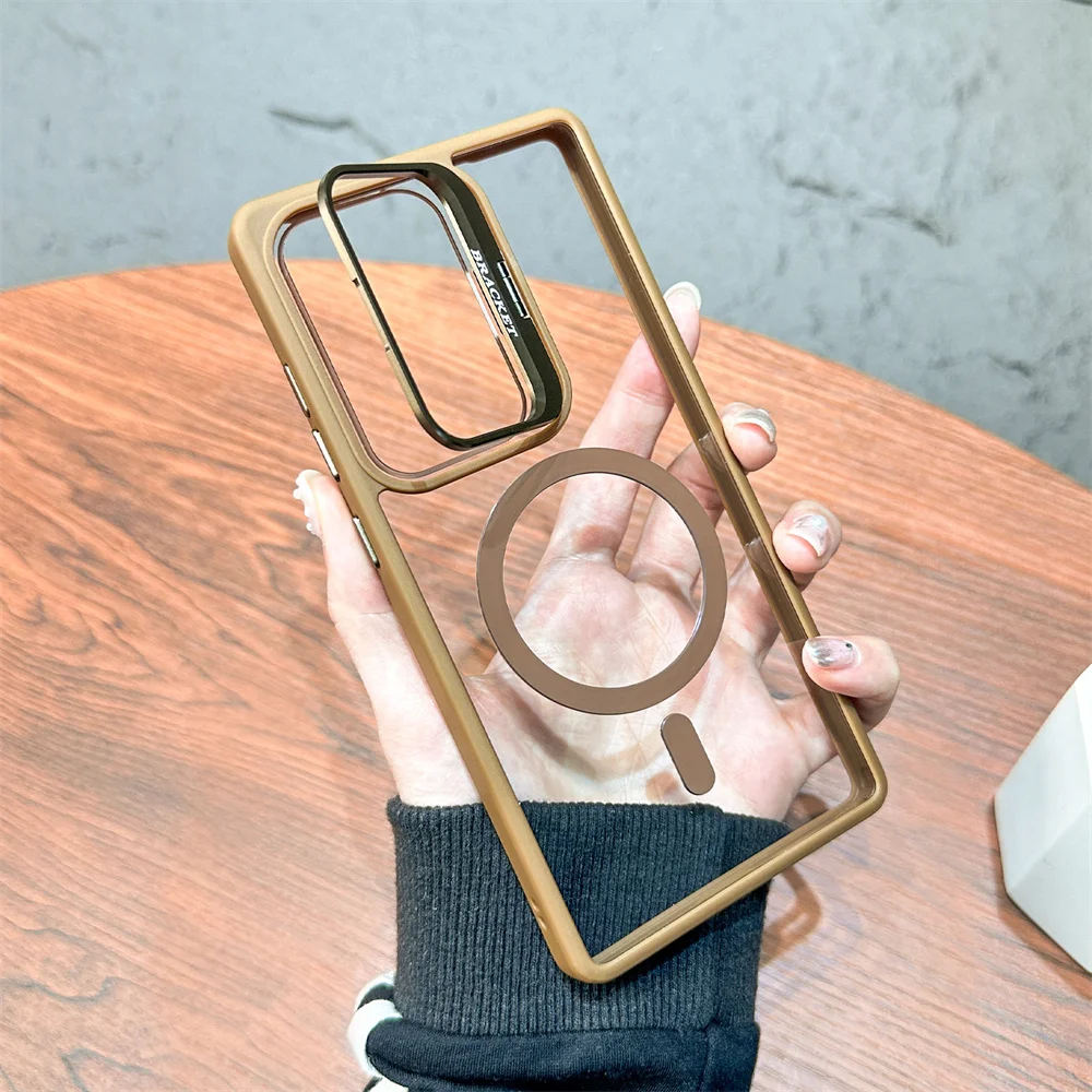 Ultra Metal Lens Holder Magnetic Transparent Slim Hard Phone Case