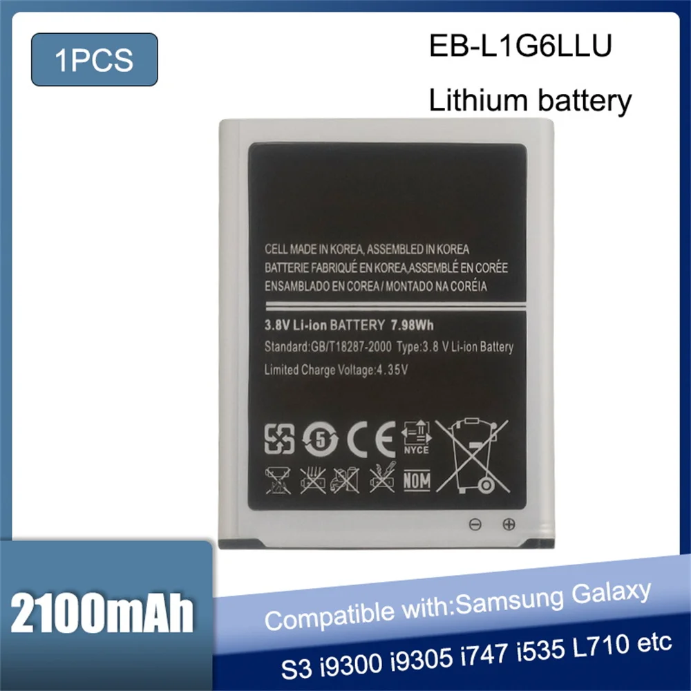 Eb-L1G6Lla Eb-L1G6Llu Batteria Originale Per Samsung I9300 Galaxy S3 I9308 L710 I535 Batteria Originale Del Telefono Nfc 2100Mah