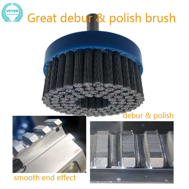 Effective Polish Surface Finish Brush Drill Brush for  Aluminum CNC Tools  VEYER P240 Deburring Silicon Carbide EndDeknifeline 6pcs carbide cutter rotary burr set cnc engraving bit rotary file bur grinding shank 6mm 1 4 for dremel rotary tools