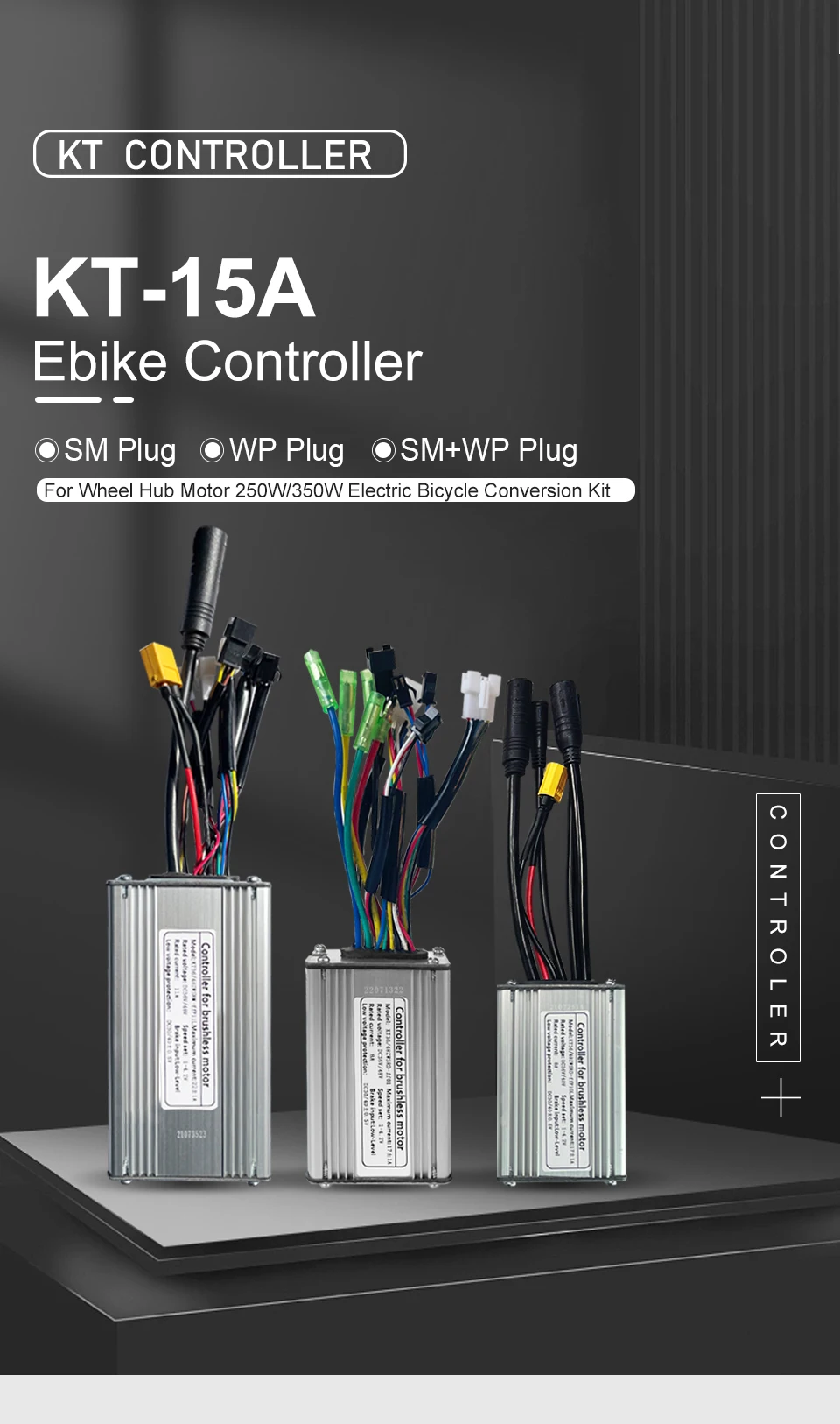 Elektroroller Zubehör MechKit E-Bike Motor Controller Kit 36V/48V 250W/350W – Mit EN06 LCD, Daumengas & 8C Sensor – UART Protokoll