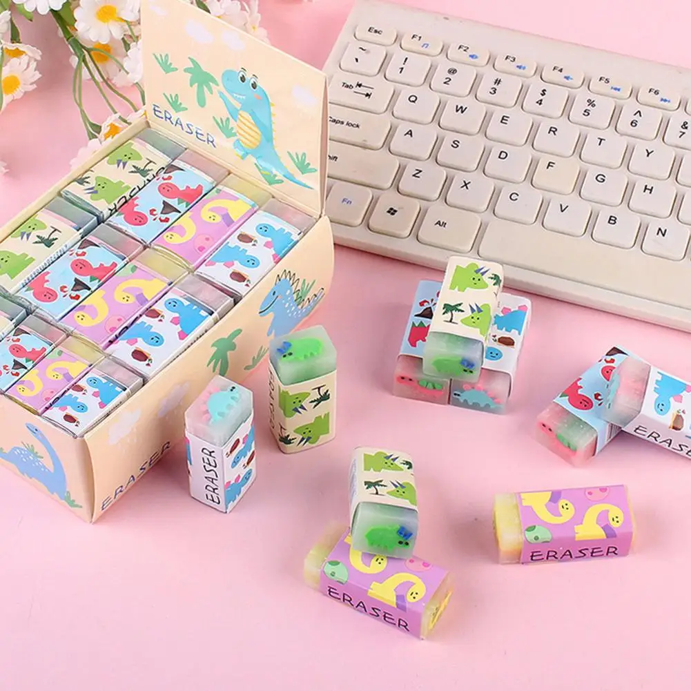 

Ластики для студентов 12 шт., мультяшный принт динозавра, быстрое удаление, легкая чистка, ручное письмо, режущая живопись, Ластики для учеников, Канцтовары