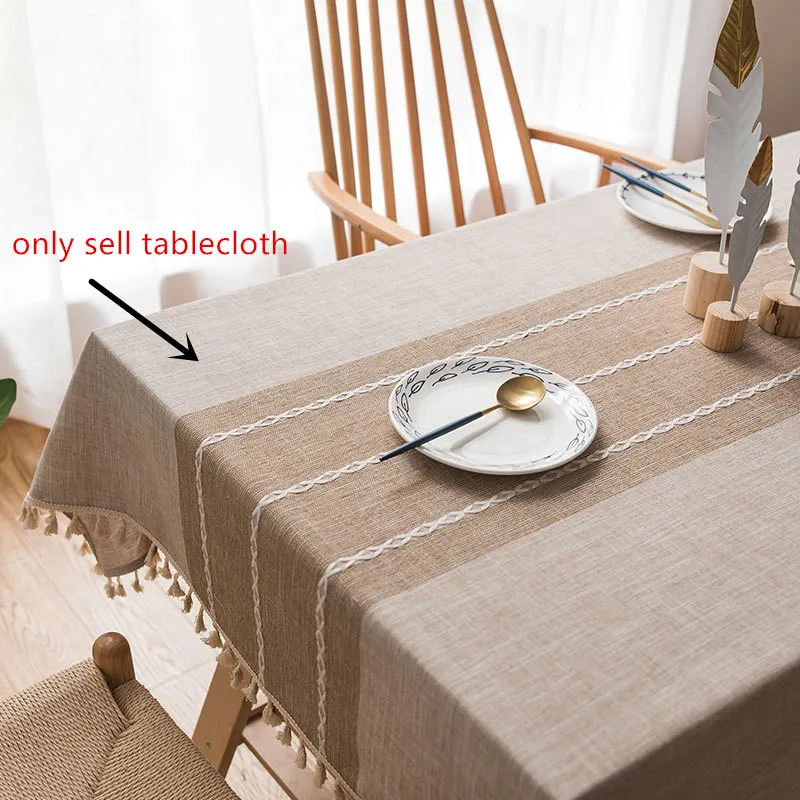 

Striped knitted cotton linen do in tablecloth waterproof oil proof home dining coffee table cloth