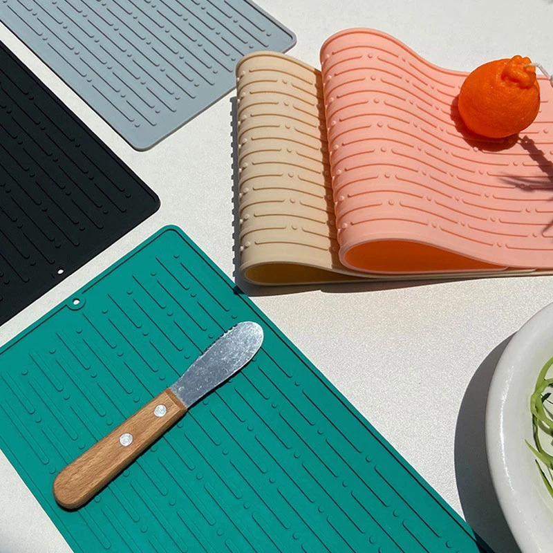 Drain Mat Kitchen Silicone Dish Drainer Mats Large Sink Drying Worktop  Organizer Drying Mat for Dishes