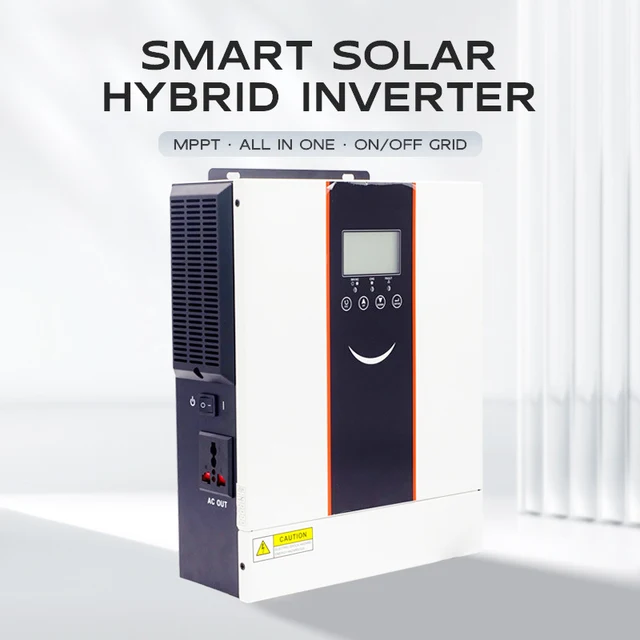 อินเวอร์เตอร์ไฮบริดโซลาร์เซลล์ 2 in 1 สำหรับใช้ในบ้าน 1000W ถึง 10KW แบบเชื่อมต่อระบบไฟฟ้าและแบบออฟกริด คลื่นไซน์บริสุทธิ์ 1KW พร้อมจอ LCD และตัวควบคุมอัจฉริยะสำหรับแผงโซลาร์เซลล์ 1