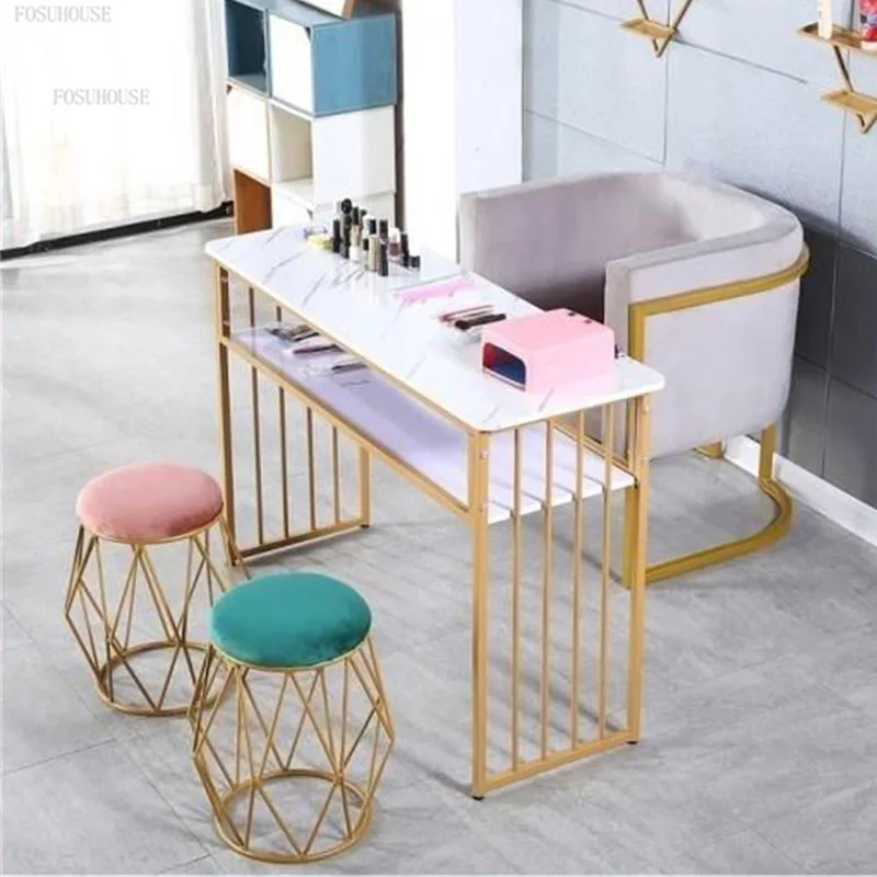 American Double Nail Tables and Chair Set Light Luxury Single Economical Manicure Table Double-layer Professional Manicure Table