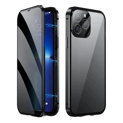 360° Full Protection Anti - Peeping Privacy Magnetic Double - Sided Glass Case - iPhone 16e 17 E (Black)