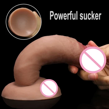 Skin Slicone Soft Suction Dildo Sexy Huge Penis Female Masturbator Double-layer Realistic Male Artificial Penis Dick Sex Product 3