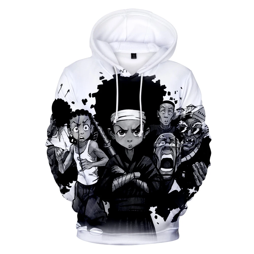 Men's and Women's 3D Printed The Boondocks Hoodie Long Sleeve Sweatshirt Casual Harajuku Street Neutral Oversized Hoodie