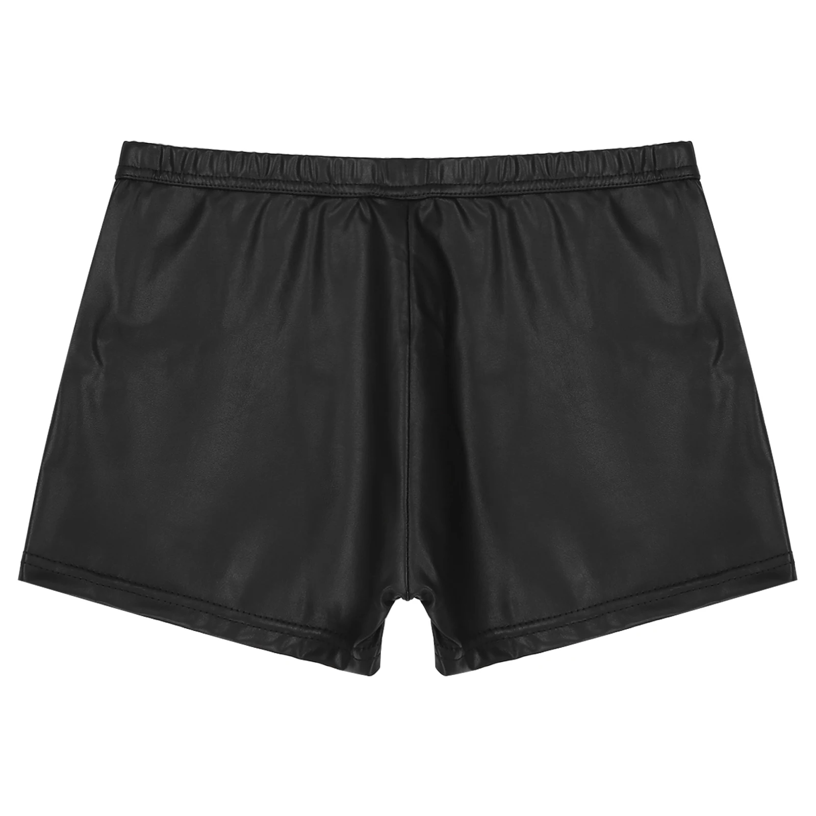 Mens Wet Look Patent Leather Shorts Underwear Zipper Crotch Low Rise Boxers Briefs Underpants Nightclub Rave Outfirts Clubwear