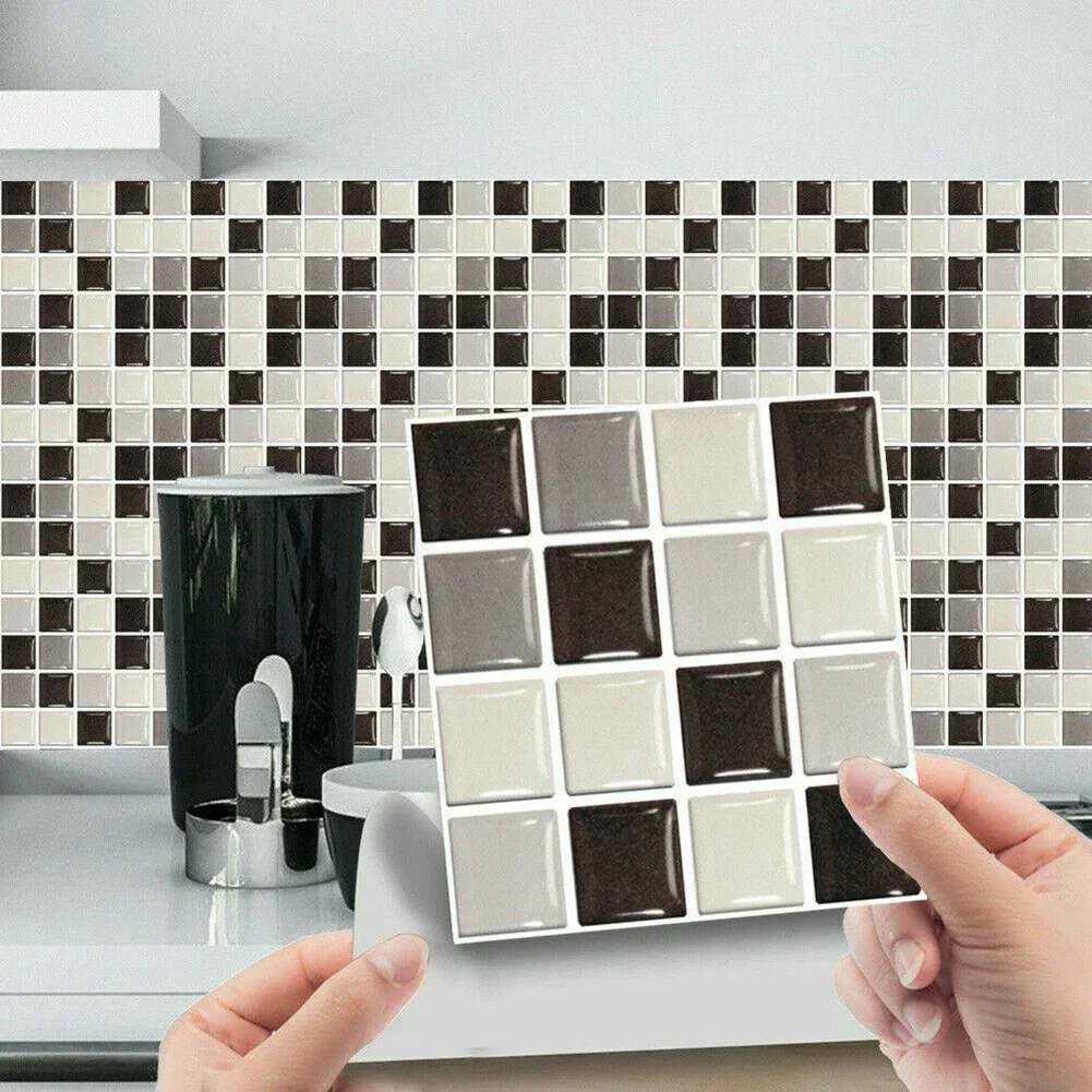 10Pcs 3D Baseboard Sticker Moroccan Mosaic Tile Style Wall Border Sticker DIY Kitchen Bathroom Decoration Waistline Wall