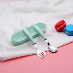 Baby Tableware Set Children Utensil Stainless Steel Toddler Dinnerware Cutlery Cartoon Infant Food Feeding Spoon Fork Gadgets