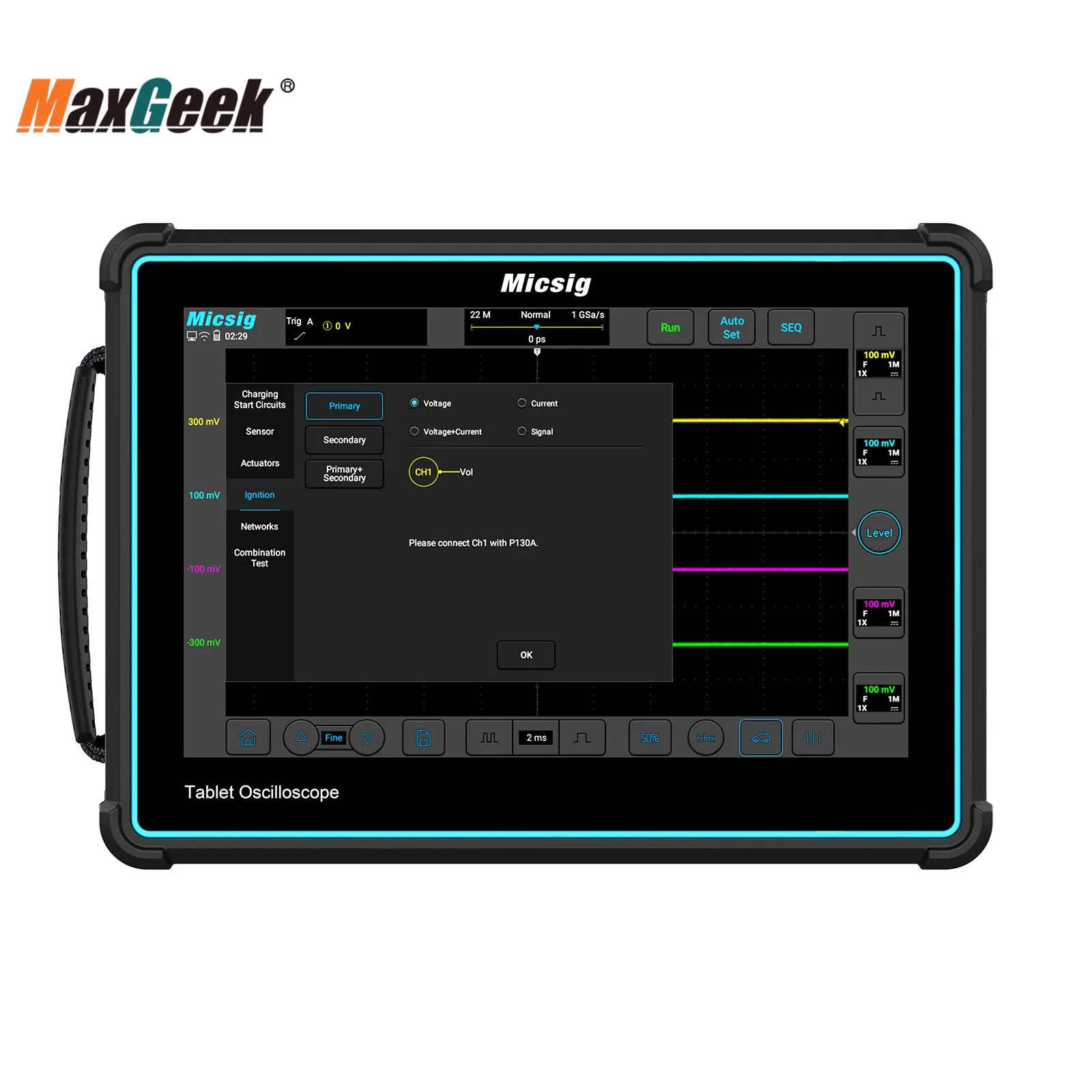 

Автомобильный осциллограф Maxgeek Micsig ATO1004/ATO2004/ATO3004 100 МГц 1GSa/s, 4-канальный планшетный осциллограф с сенсорным экраном 10,1 дюйма