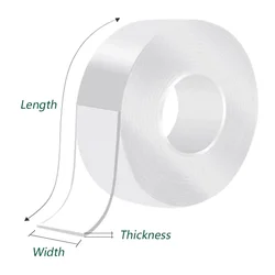 Enhanced Nano Double Sided Adhesive Tape - Strong, Transparent, Waterproof, Traceless Acrylic Tape - 1M (1PC Transparent)