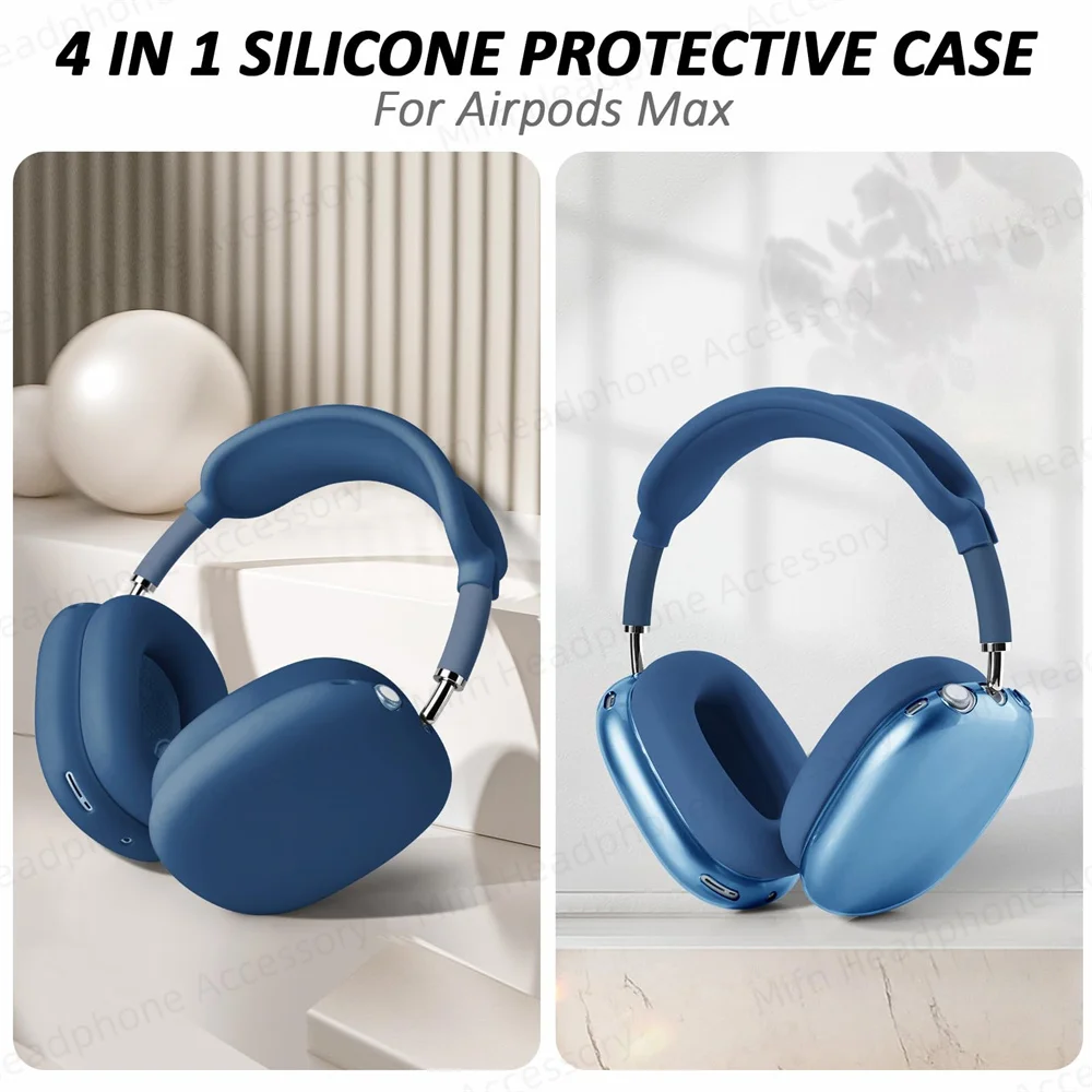 4 In 1 Per Apple Airpods Max Accessori Kit Auricolari Custodia Per Donna Uomo Borsa Per Auricolari In Silicone Per Airpods Max Custodie Per Cuffie