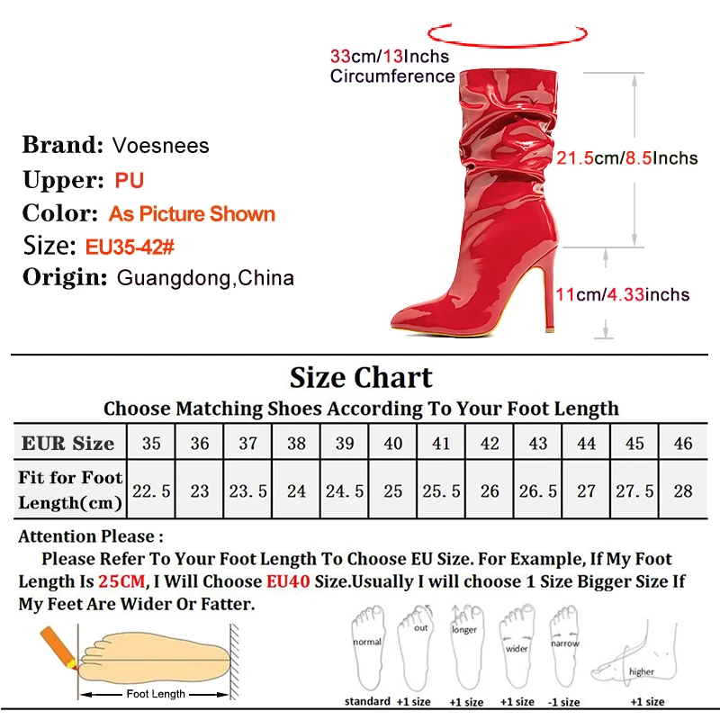 High-quality Pointed Toe Ladies Boots 11CM Stiletto Fashion Women Party Shoes Mid-Calf Boots Side Zipper Pleated High heels 42