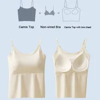 For 40-115kg Summer Ice Silk Camisole Top With Build-in Bra For Women Beauty Back Underwear W Fixed Cup One-Piece Bottoming Top - Image 3