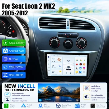 Autoradio Android 13 con Navigazione GPS e Carplay per Seat Leon 2 MK2 2005-2012, Lettore Multimediale Video, Stereo DSP, Telecamera